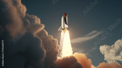 Launch of the space shuttle, created with AI.