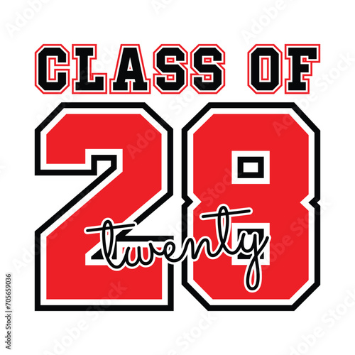 Typography Class of 2028 for greeting, invitation card. Text for graduation design, congratulation event, T-shirt, party, high school or college graduate.