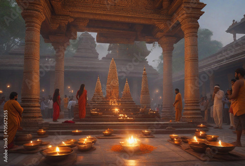 Indian religious holiday puja in temple