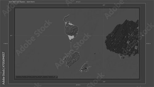 Saint Pierre and Miquelon composition. Bilevel elevation map