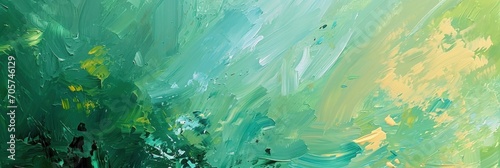 Banner with an abstract oil painting-style impression of a meadow, blending vibrant colors and expressive brush strokes to convey the lively spirit of spring