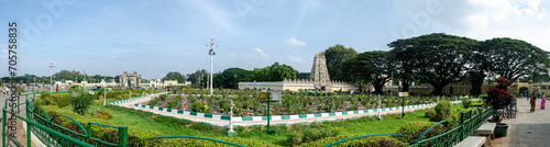 Panoramic view of the garden within Mysore Palace complex