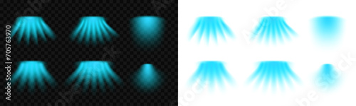 Blue air flow wave effect. Design element for visualizing air flowing from conditioner. Isolated on transparent png background