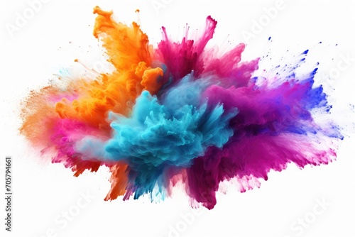 Explosion of colored powder, isolated on white background. Abstract colored background, Explosion of colored powder on a white background, 3D rendering, AI Generated