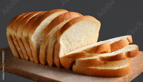 loaf of white bread cut into pieces close up isolated