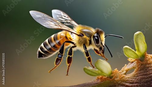 honey bee landing on background cutout