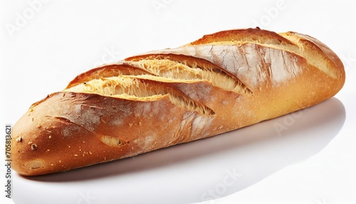 single french loaf bread on white background