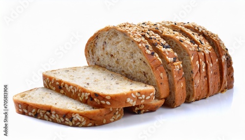 whole grain sliced bread on white background