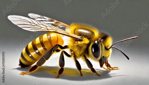 golden honeybee or bee on the white background