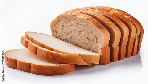 sliced loaf of wheat bread on white