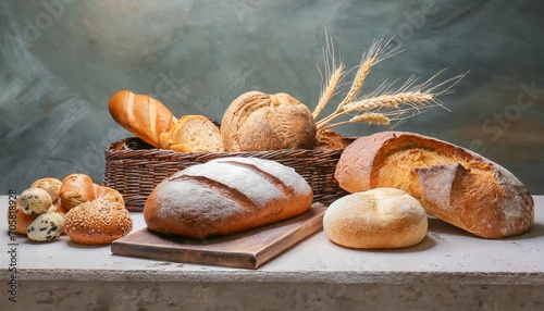 assortment of fresh bread on table
