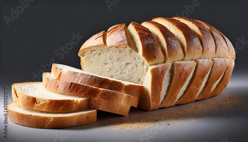loaf of white bread cut into pieces close up isolated