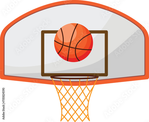 Basketball ball at basket icon cartoon vector. Gym ball. Player court game