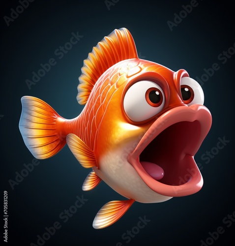 A cartoon fish with a wide open mouth Generative AI