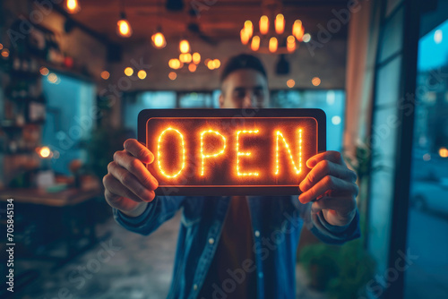 Warm Welcome: Man Extends Open Invitation with Lightbox