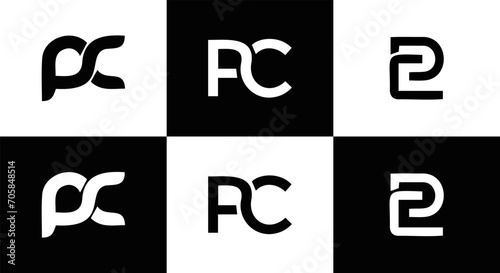 PC logo. P C design. White PC letter. PC, P C letter logo design. Initial letter PC letter logo set, linked circle uppercase monogram logo. P C letter logo vector design. 
