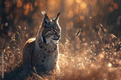 A Lynx bathed in sunlight, with a penetrating stare