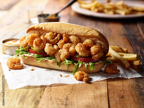 Fried Shrimp Po' Boy Sandwich