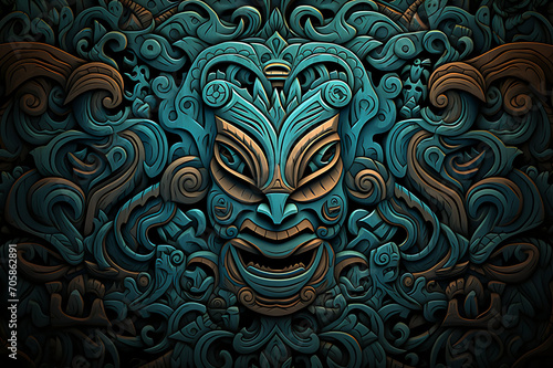 Art of polynesian background create by AI generated