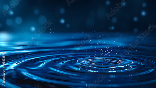 A futuristic banner with water rings and ripples on a dark blue background