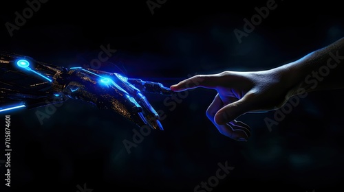 In these captivating images, a human hand delicately meets the cool touch of a robot's hand, evoking a powerful sense of curiosity and unity