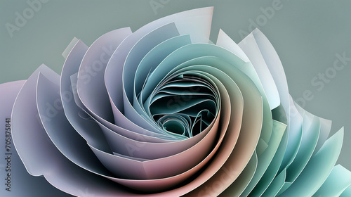 3Dスパイラル構造背景 抽象画_レインボー An 3D spiral abstract structure with colors. Background [Generative AI]
