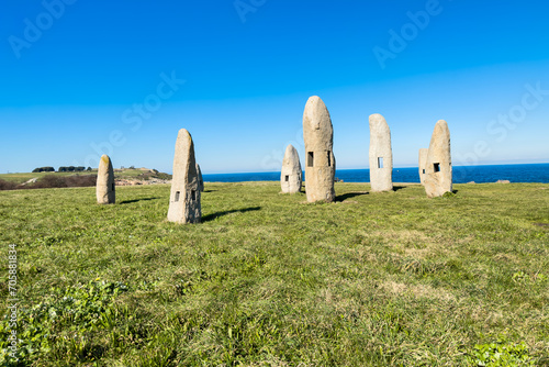 monument of the menhirs in La Coruna, Spain. High quality photo