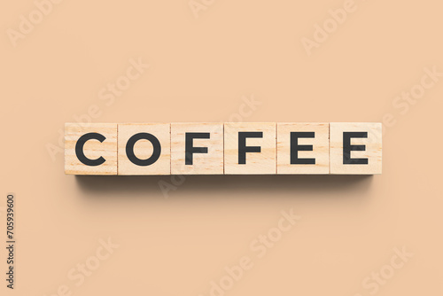 coffee wooden cubes on beige background