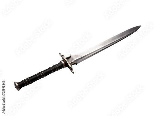 a long knife with a black handle