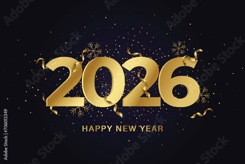 happy new year 2026 celebration with gold numbers