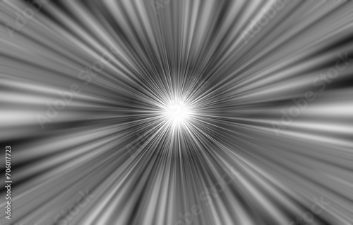 Rozbłysk białego światła na tle szarych promieni - abstrakcyjne tło, luminescencja 