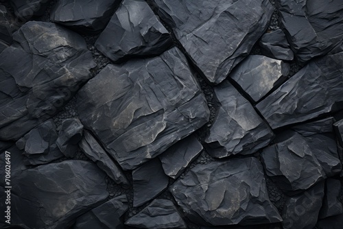 Black slate stone wall texture background.