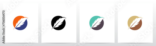 Feather Divide Diagonally On Letter Logo Design O
