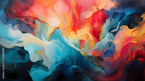 Luminescent twists and turns of vivid pigments, crafting a dynamic abstract spectacle.