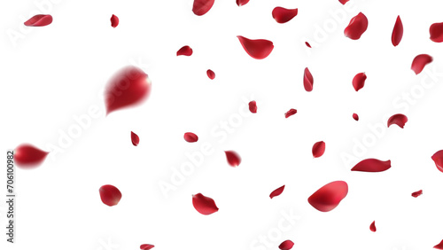 Valentine's day Vector red symbols of love border for romantic banner or Red rose petals will fall on abstract floral background with gorgeous rose greeting card design. on transparent background