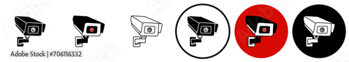set CCTV street cameras icon sign. Outdoor security system logo vector illustration