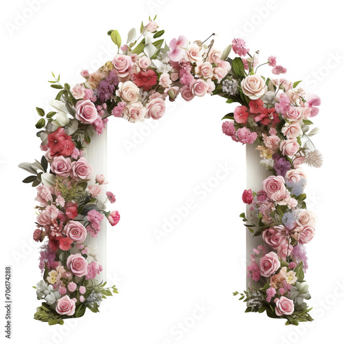Backdrop wedding arch with multi flower, isolated on transparent or white background
