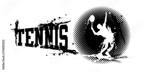 Men Tennis Banner Vector Illustration