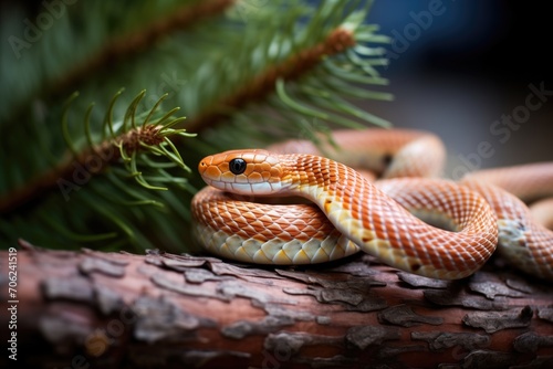 corn snake on a bed of pine needles