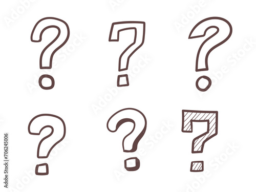 Set of hand drawn question mark