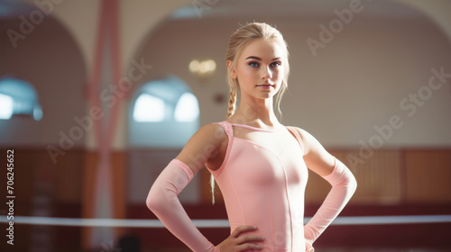 Gymnast, lifestyle and portrait with woman, talent and training in gym for fitness and sports. Thinking, vision and ideas for professional athlete and confidence with gymnastics, exercise and wellnes