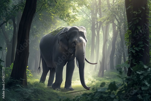 An adult elephant in the forest.