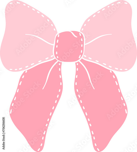 Coquette Aesthetic Bow pink flat illustration