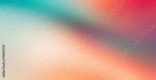 Retro orange teal red pink grainy gradient background noise texture effect summer poster design seamless colors teal abstract wave pattern. Abstract modern gradient web banner