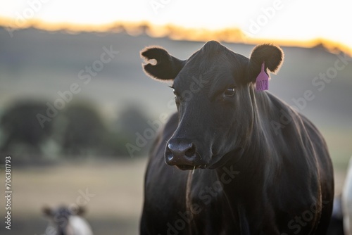 beef meat cow on a farm. herd of cattle