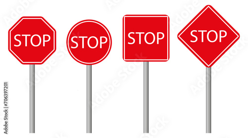 Set of stop sign line icon. Sign, signal, stop, tap, prohibition, brick, car, traffic light, traffic, parking. Vector icon for business and advertising