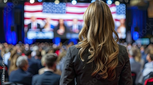 People in the auditorium listening to an electoral debate for the elections of the United States.