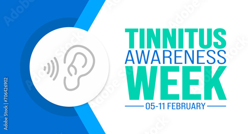 February is Tinnitus Awareness Week background template. Holiday concept. background, banner, placard, card, and poster design template with text inscription and standard color. vector illustration.