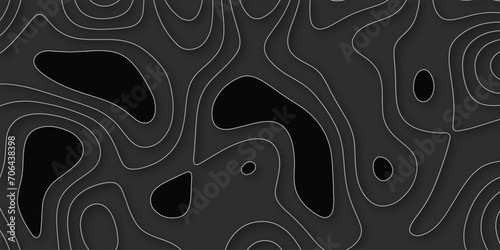 Abstract white paper cut background with lines. Background of the topographic map. black and white background. Luxury geometric cut paper black background with silver elements floral wall texture