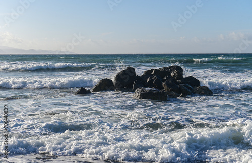waves of the Mediterranean sea in winter on the island of Cyprus 11